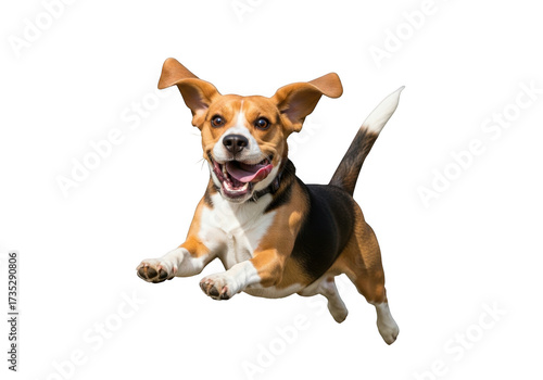 Happy beagle dog running isolated on transparent background