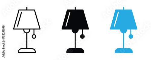 Table lamp icon set vector on white background. flat, drawing, clipart, art, object, home, furniture, room, decoration, symbol.