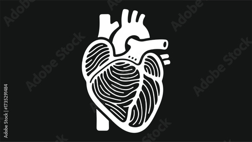 Black and White Heart Organ Illustrator Artwork Banner Background Design Template 