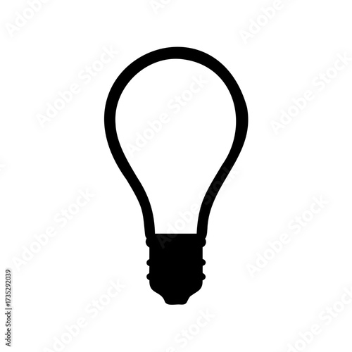 Simple graphic representation of a lightbulb with classic shape and white background