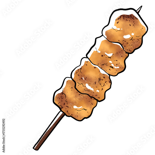 Simple and realistic yakitori illustration