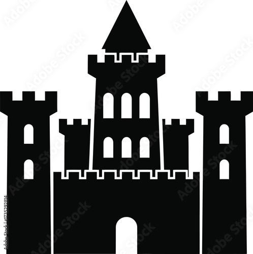 Silhouette of a majestic medieval castle with towers and battlements