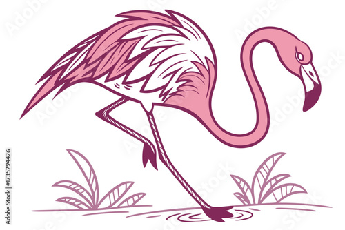 pink flamingo vector
