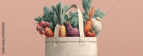 A Bag Overflowing with Fresh and Colorful Organic Vegetables Ideal for Healthy Cooking