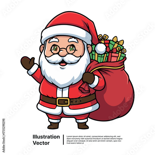 Festive season's beloved character delivering a sack full of colorful presents for a cheerful holiday celebration