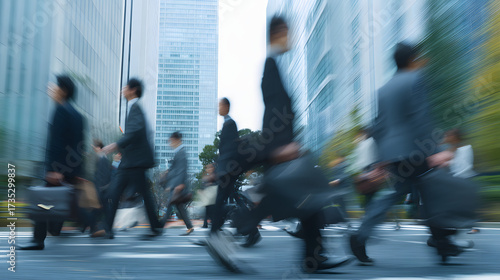 Blurred Editorial Ultra Detailed Photograph of Business People Walking in a Urban Setting