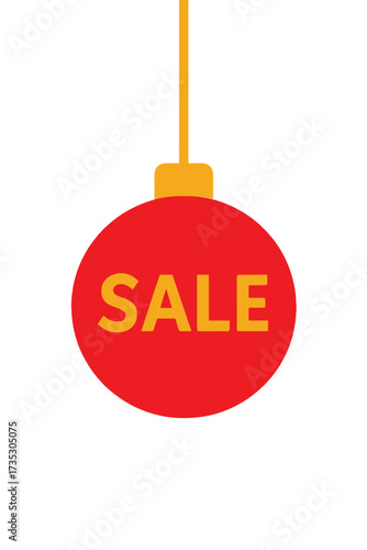 Vibrant red round hanging sale sign with bold gold letters reading SALE. Perfect for retail promotions, holiday campaigns, and discount advertising materials.