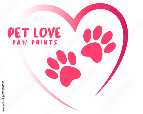 cute paw foot print love heart background design
