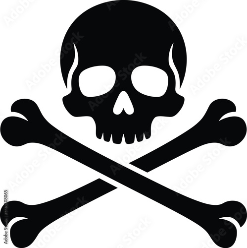 Black skull and crossbones symbol on a white background danger poison