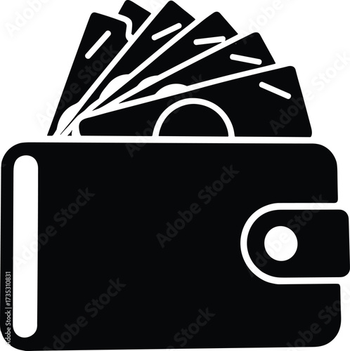 Wallet with fanned out banknotes on white background Keywords: wallet, money, cash, currency