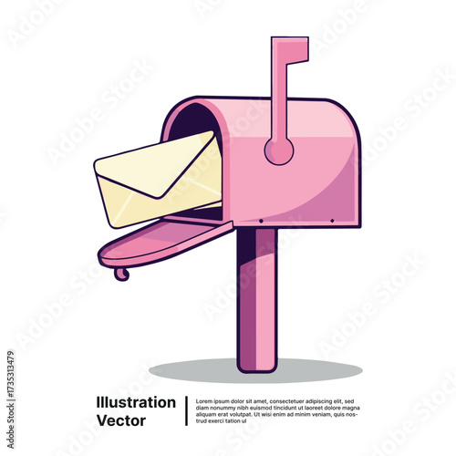 Pink Mailbox with Incoming Letter Essential Communication and Postal Service Symbol Vector
