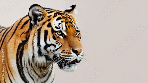 Wallpaper Mural Majestic Tiger Portrait with Intense Gaze Against Soft Neutral Background Torontodigital.ca