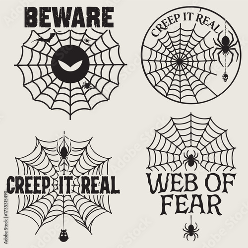 Halloween Spider Web And Spooky Phrases Graphics creepy fear