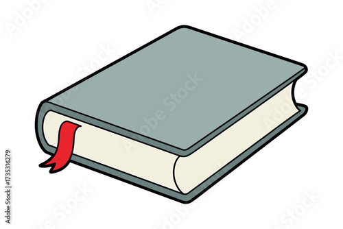 Illustration of a Closed Book with a Red Bookmark for Reading and Learning Resources and Educational Purposes