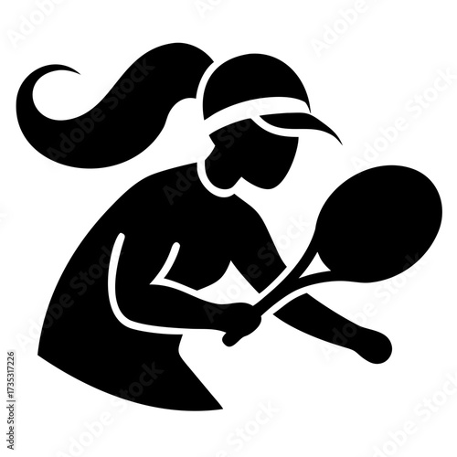3d icon of silhouette of a woman playing tennis