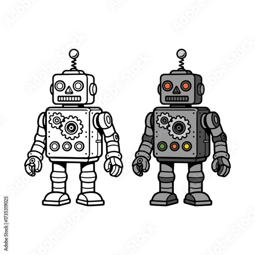 set of funny cartoon robots