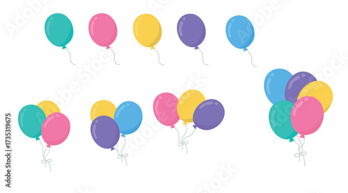 Colorful Party Balloons Collection Isolated