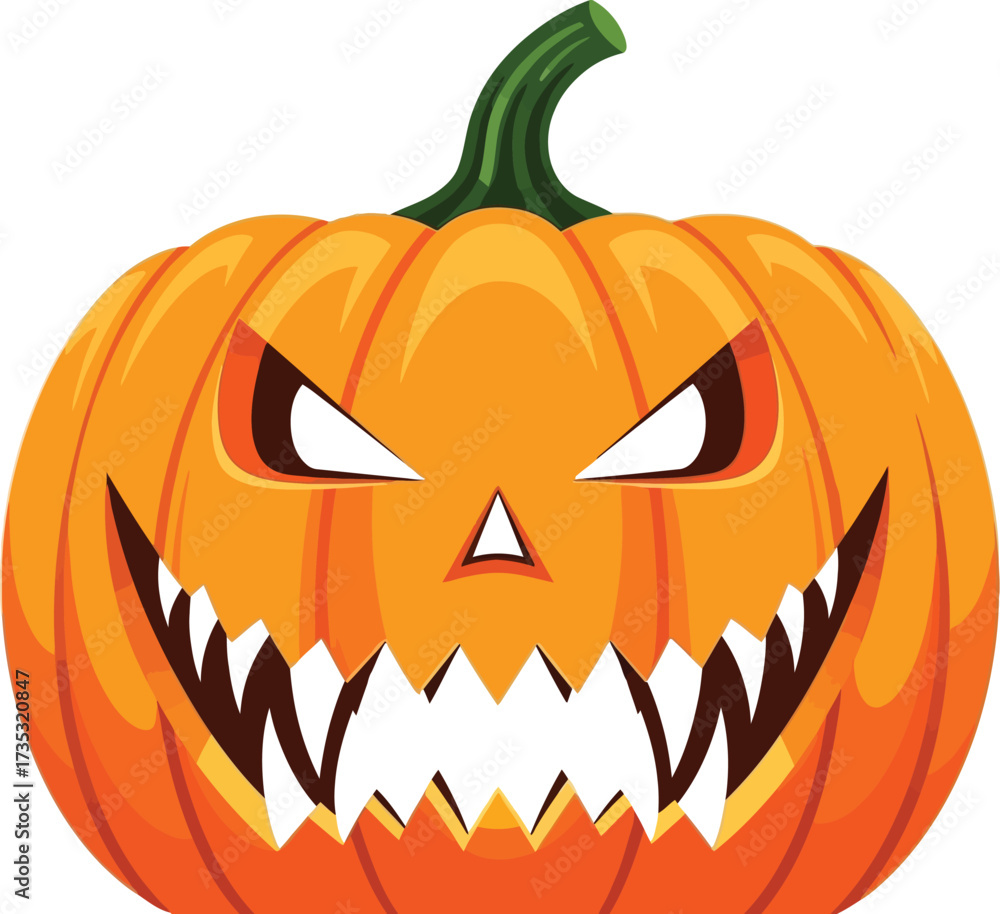 Naklejka premium Spooky jack-o'-lantern grinning menacingly for Halloween fun