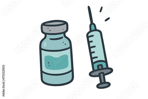 Vaccine concept medical background. Syringe for injection. Vial with medicine. Immunization and vaccination. Healthcare equipment. Shot, jab, dose. Prevention of virus, flu, covid.