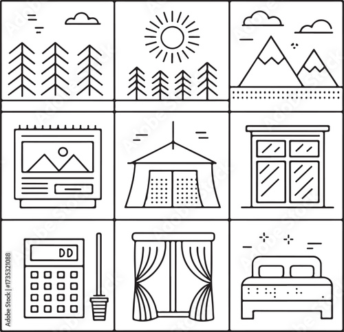 Minimalist Nature and Home Icon Collection