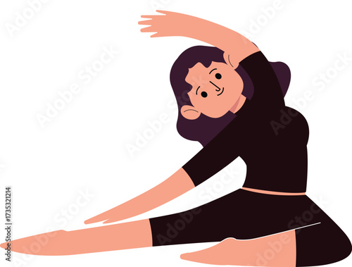 Illustration of a woman in revolved head to knee yoga pose