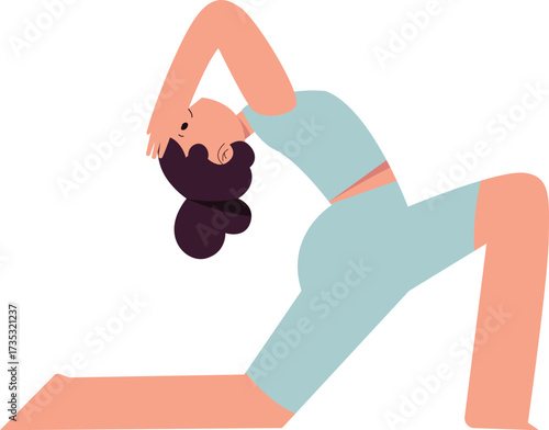 Flat illustration of a woman in low lunge yoga pose