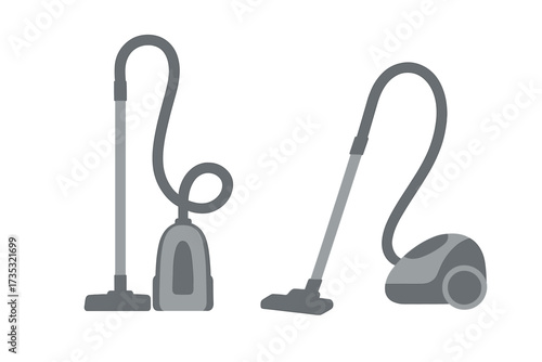 Set of vacuum cleaner vector illustrations with transparent background, modern home cleaning appliances, household cleaning tools, corded vacuum design, domestic cleaning equipment graphics