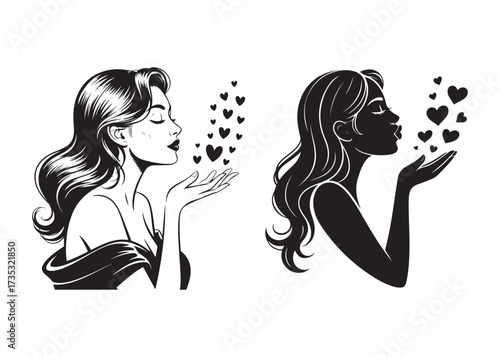 Stylish woman illustration with hearts and romance