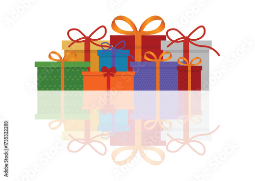 Colorful gift boxes with ribbons and bows celebration vector illustration