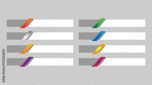 Minimal banner label set with diagonal ribbon accent vector illustration