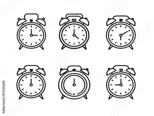 Stylish Alarm Clock Icon Set Clean Vector Design