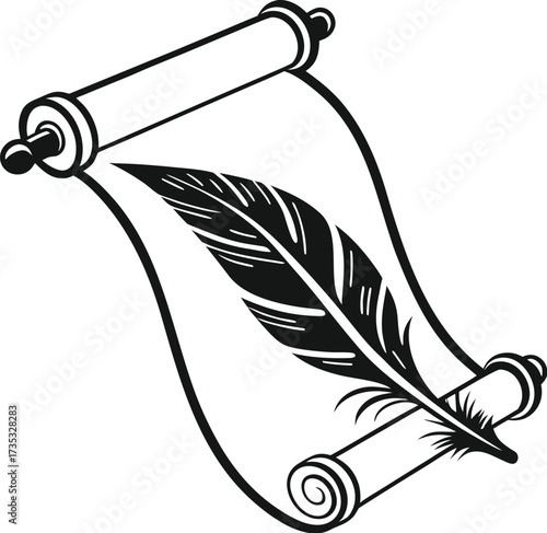 feather and scroll