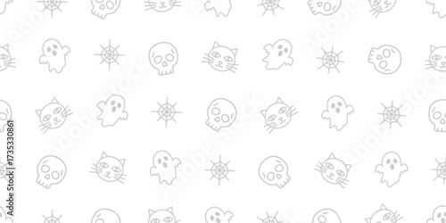 ハロウィンアイコンのシームレスパターン・背景素材 Seamless Pattern of Halloween Icons Background Design