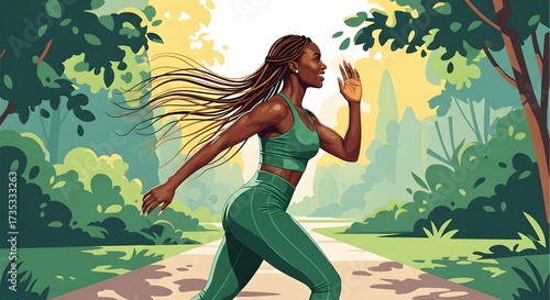 Active Pursuit: An athlete engages in outdoor running, radiating energy and determination. The vibrant scene symbolizes health, movement, and the embrace of a dynamic lifestyle.