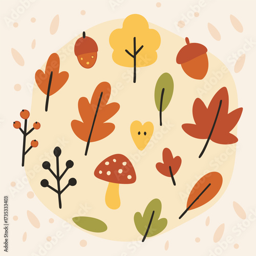 Seamless vector pattern with autumn leaves, a colorful nature illustration for fall wallpaper design