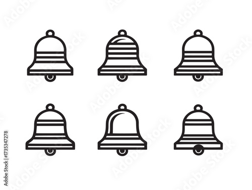 Clean Bell Ring Icon Set Modern Vector Illustration