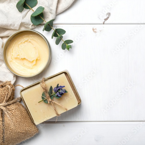 Wallpaper Mural Natural skincare with soap, cream, and eucalyptus Torontodigital.ca