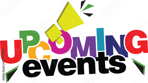 Upcoming events Text Template Vector