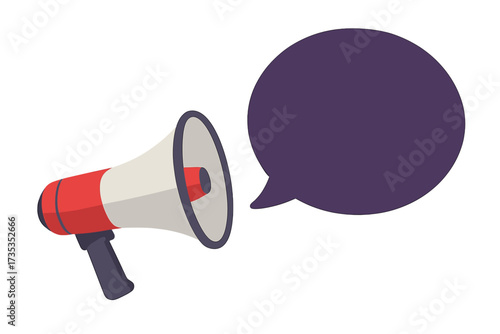 Megaphone with speech bubble. Your opinion matters. Loudspeaker for business, marketing, advertising. Communication, promotion, feedback and announcement vector concept.