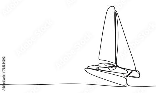 Minimalist Line Art of a Sailboat on the Water