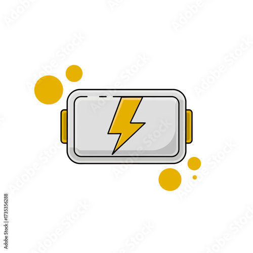 minimal battery symbol, lightning mark, portable power bank concept, energy storage icon, technology branding, clean sticker, vector graphic