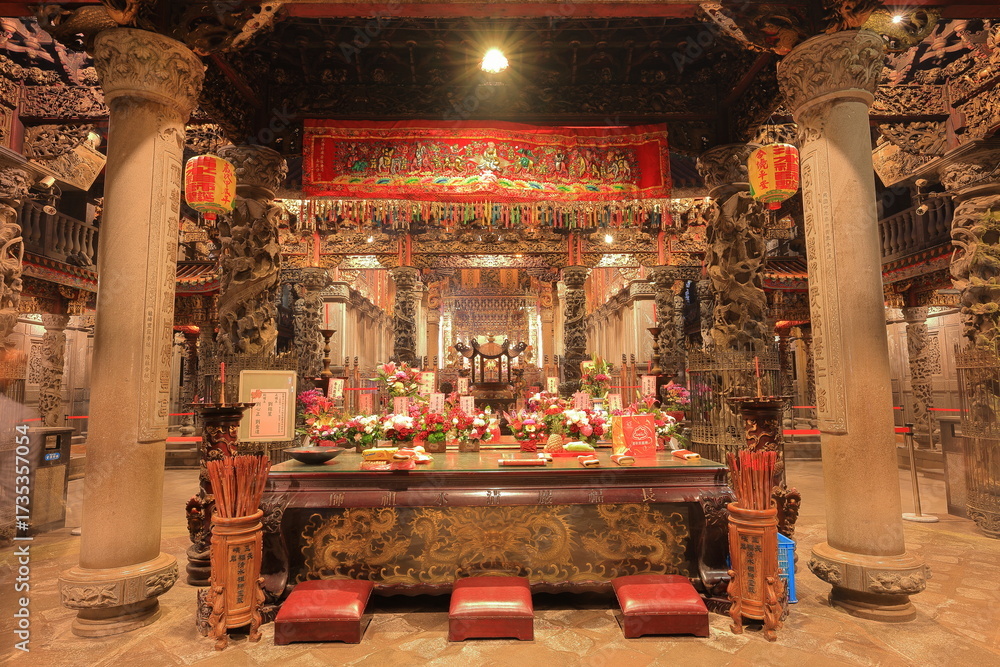 Fototapeta premium Sanxia Qingshui Zushi Temple with elaborate carvings and sculptures in new taipei city, Taiwan