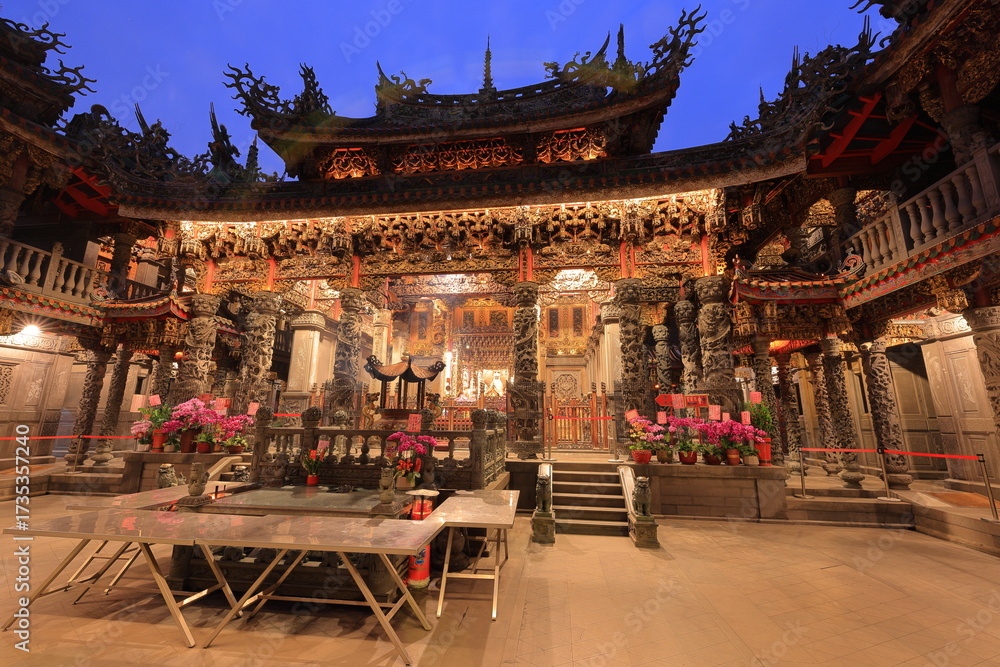 Fototapeta premium Sanxia Qingshui Zushi Temple with elaborate carvings and sculptures in new taipei city, Taiwan