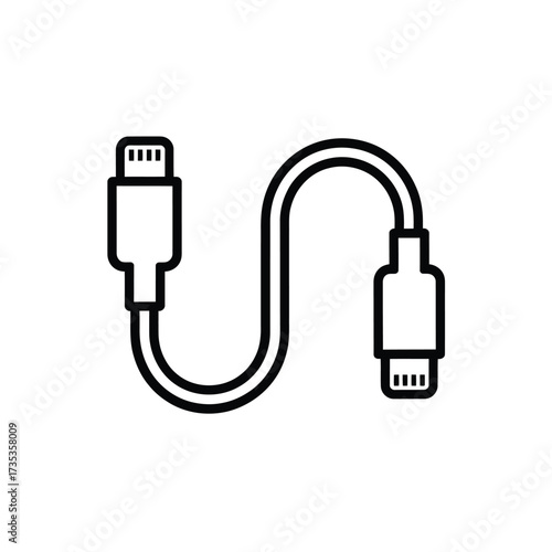 Simple line art illustration of a usb c to usb c cable