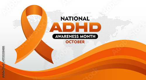 National ADHD Awareness Month. observed every October. concept for healthcare and medicine. Banner poster, social media, flyer and background