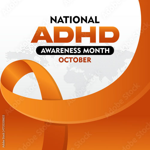 National ADHD Awareness Month. observed every October. concept for healthcare and medicine. Banner poster, social media, flyer and background