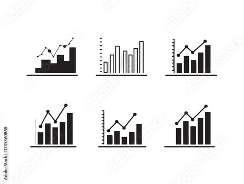 Modern Histogram Chart Collection Minimal Outline Vector Design