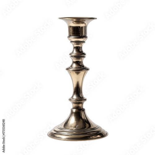 Metallic candlestick with a slender, ornate silhouette