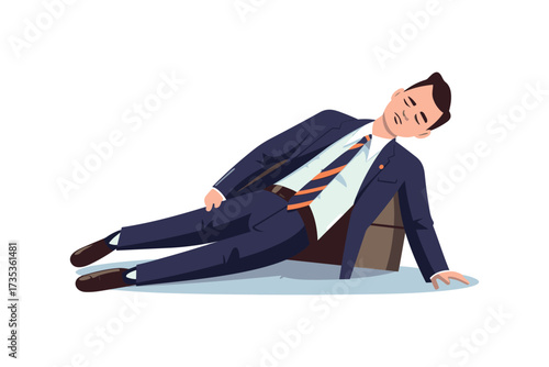 1884-flat-cartoon-businessman-laying-flat-on-the-floor-sleeping-on-duty-due-to-fatigue
