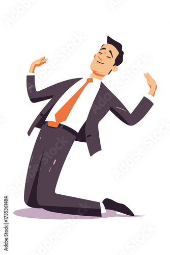 1883-flat-cartoon-businessman-laying-flat-on-the-floor-sleeping-on-duty-due-to-fatigue